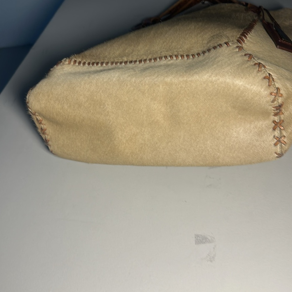 Antonio Melani fur Cream and Brown Tote braided leather Bag - Picture 6 of 10